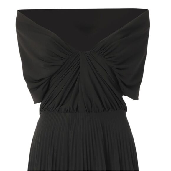 Brandon Maxwell Off Shoulder Pleated‎ Formal Gown Draped Shoulders Black Tie - Picture 5 of 16